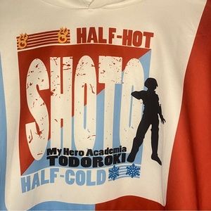 Todoroki Shoto My Hero Academia Hoodie Adult Sz Small Burnt Orange & Lite Blue